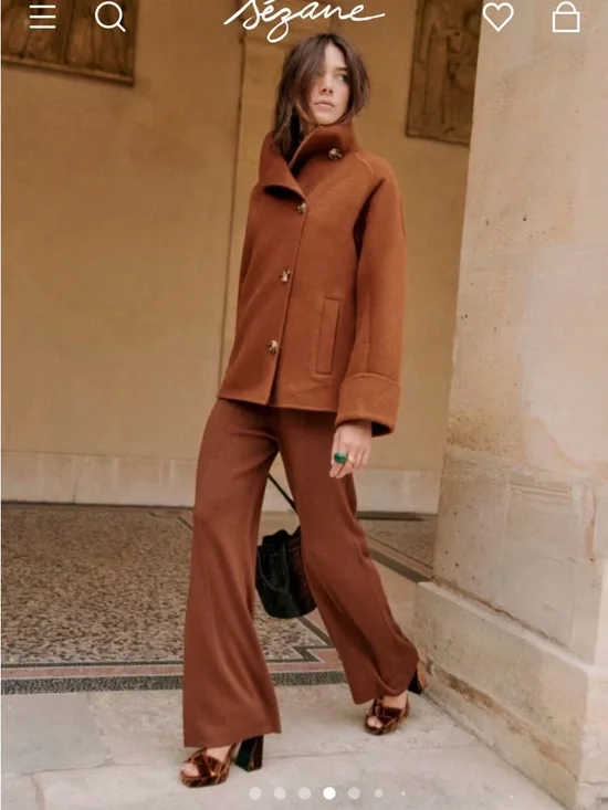 Sezane - Matthew 100% Merino wool pants - S - Hazelnut colour - Picture 2 of 10